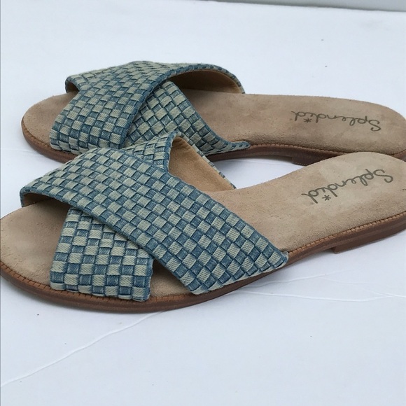 Splendid Baron Cross Slide Sandals Denim Blue - Picture 2 of 4